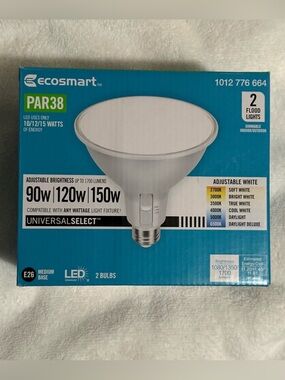 EcoSmart PAR38 LED Light Bulbs 2 Pack Adjustable Selectable CCT Dimmable E26